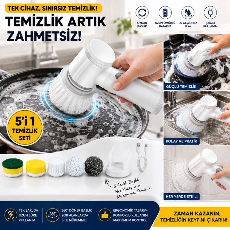 ŞARJLI BULAŞIK YIKAMA TEMİZLİK FIRÇASI