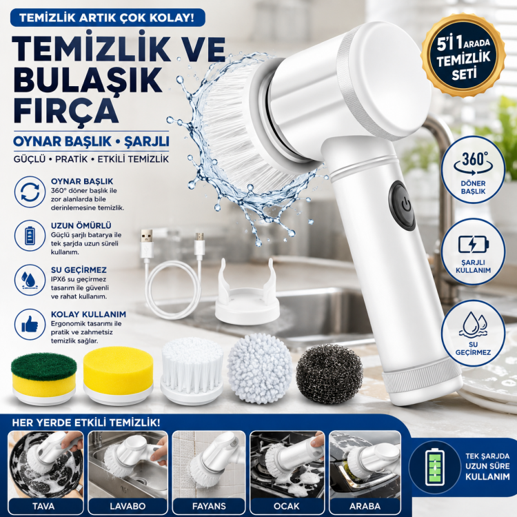 ŞARJLI BULAŞIK YIKAMA TEMİZLİK FIRÇASI
