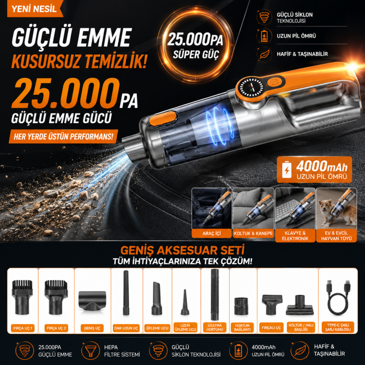 25.0000PA ARAÇ TEMİZLİK SÜPÜRGESİ