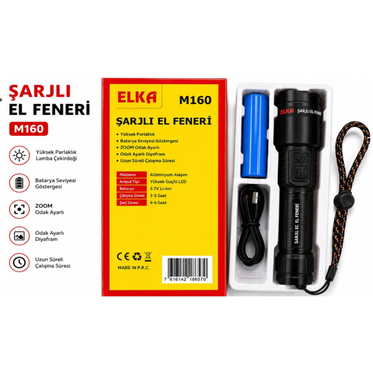 M-160 ŞARJLI EL FENERİ 3500 LÜMEN