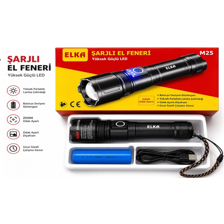 M-25 ŞARJLI EL FENERİ 4000 LÜMEN